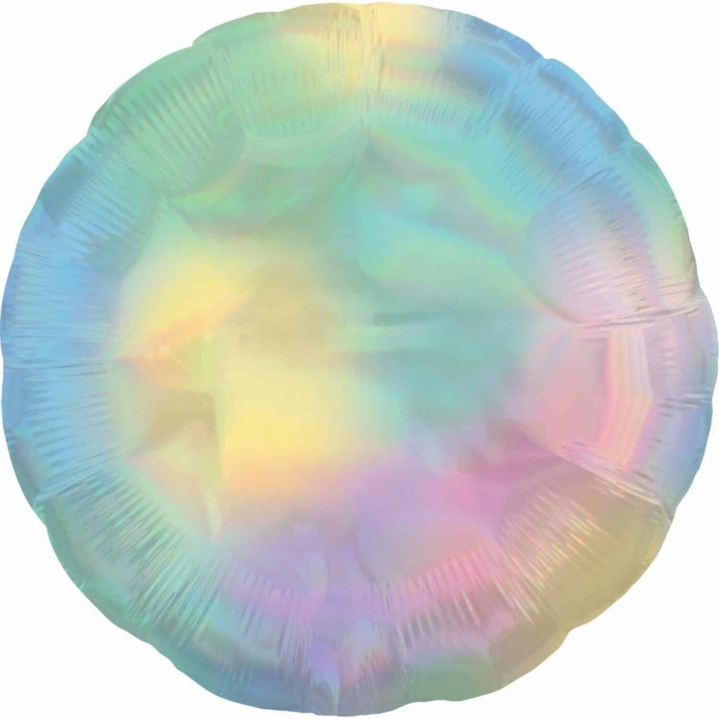 Holographic Iridescent Pastel Rainbow Circle Standard Foil Balloon – 18” (43cm)