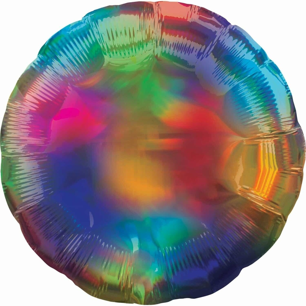 Holographic Iridescent Rainbow Circle Foil Balloon – 18”(43cm)
