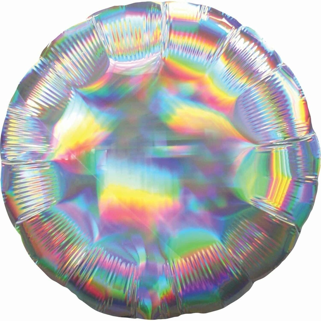 Holographic Iridescent Silver Circle Standard Foil Balloon 18” – (43cm)