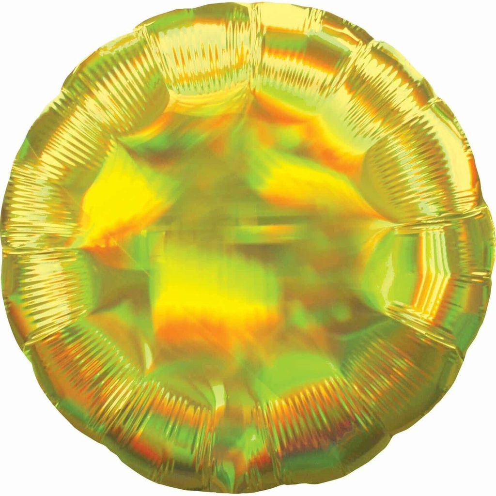 Holographic Iridescent Yellow Standard Circle Foil Balloon –  18” (43cm)