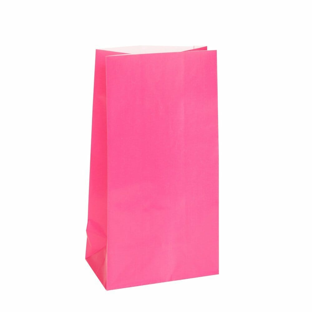 Hot Pink Paper Party Bags – 12pk