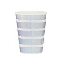 Iridescent Striped Paper Cups 8pk (75x95mm)
