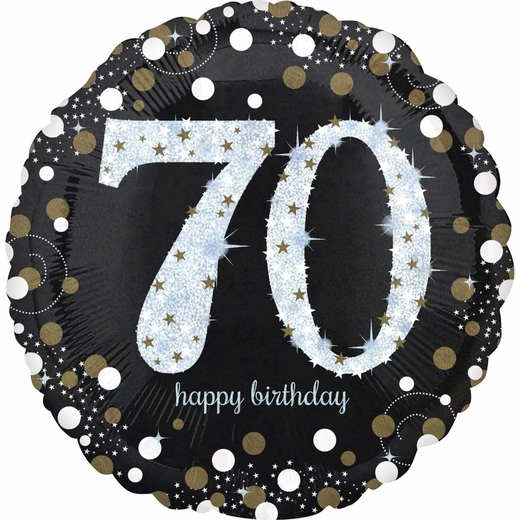 Jumbo Silver Sparkling Birthday 70 Foil Balloon – 71 x 71cm