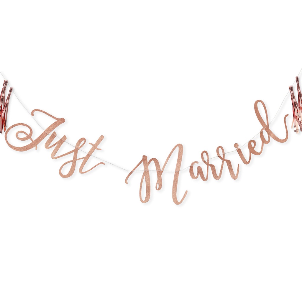 Just Married Rose Gold Glitter Bunting – 1.5m