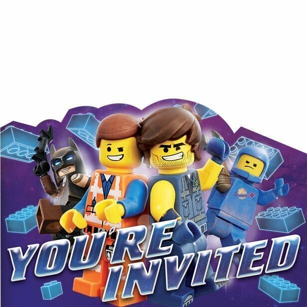 Lego Movie 2 Invitations & Envelopes 10.7cm x 15.8cm – 8pk