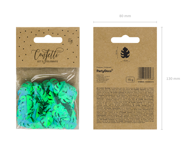 Metallic Confetti Leafs, Green, 15G