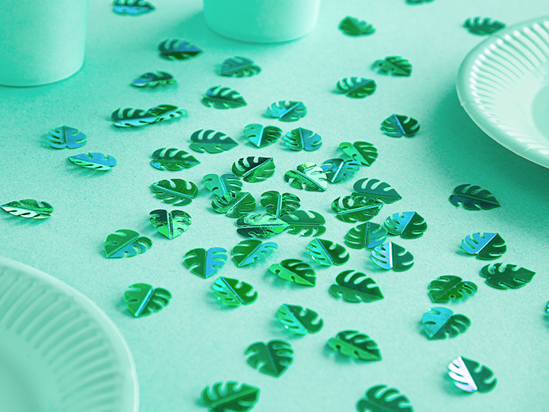 Metallic Confetti Leafs, Green, 15G