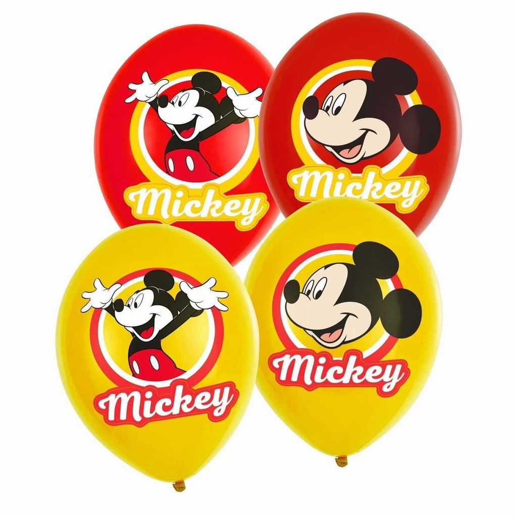 Mickey Mouse 4 Colour Latex Balloons 27.5cm – 6pk