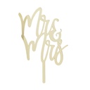 Mr & Mrs Gold Mirror Acrylic Cake Topper 130x200mm
