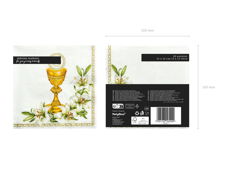 Napkins Chalice, White, 33x33cm (1pkt / 20pc)