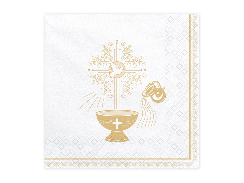 Napkins Holy Baptism, 33x33cm, Gold (1 pkt / 20 pc.)