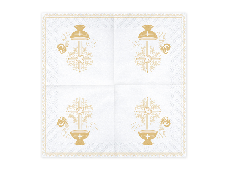 Napkins Holy Baptism, 33x33cm, Gold (1 pkt / 20 pc.)