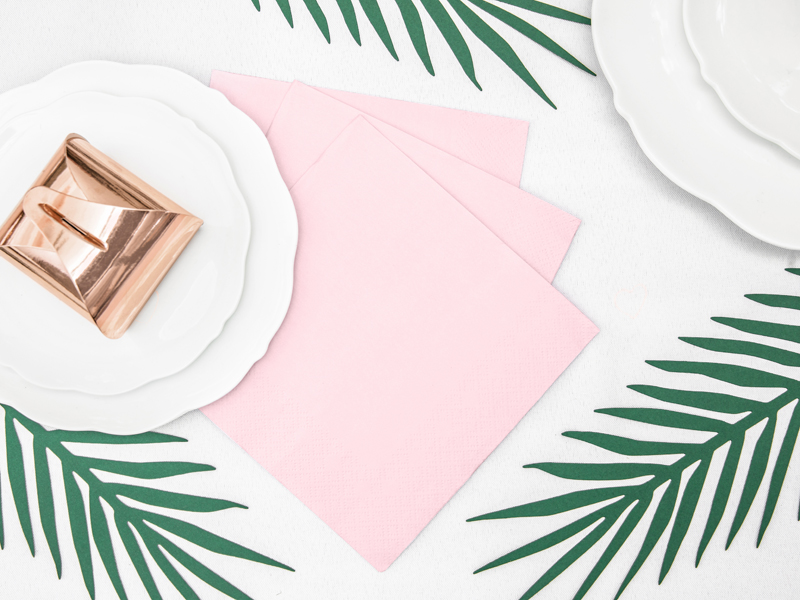 Napkins, 3 Layers, Light Powder Pink, 33x33cm (1pkt / 20pc)