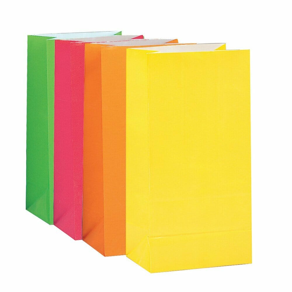 Neon Assorted Paper Party Bags – 10pk