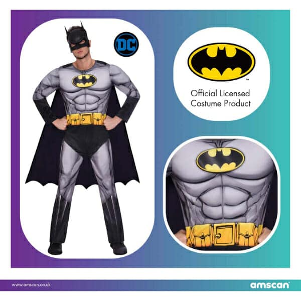Official Licensed Muscle Chest Batman Classic – Adult Size Large