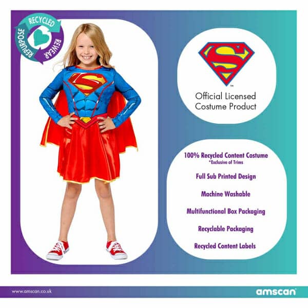 Official Licensed Sustainable Supergirl – Age 4 to 6 Years