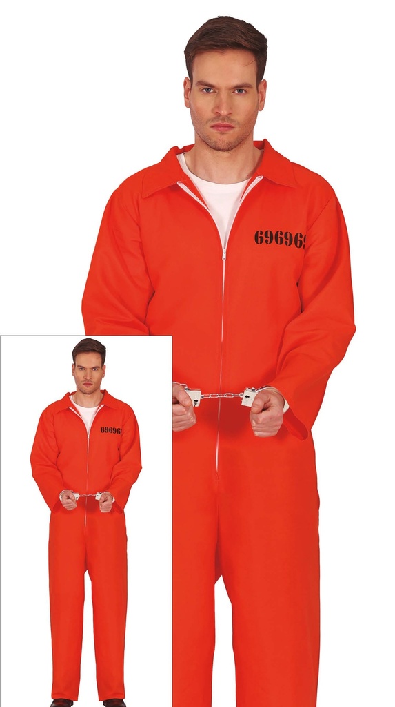 Orange Convict Prisoner Man Costume – Adult Size Medium
