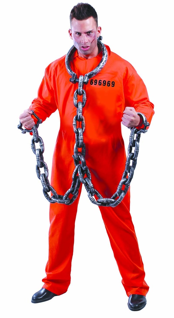 Orange Convict Prisoner Man Costume – Adult Size Medium