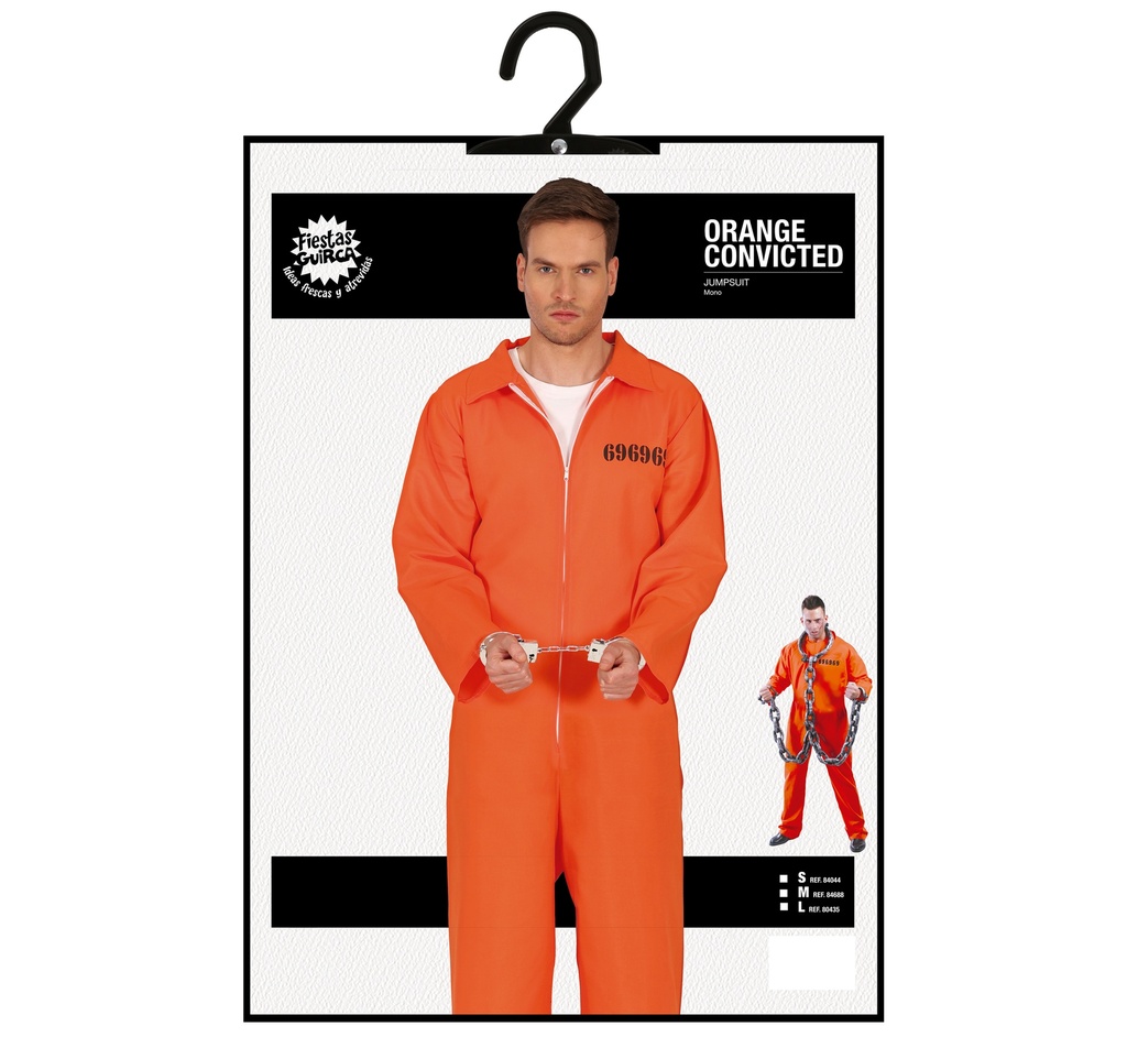 Orange Convict Prisoner Man Costume – Adult Size Small (46-48)