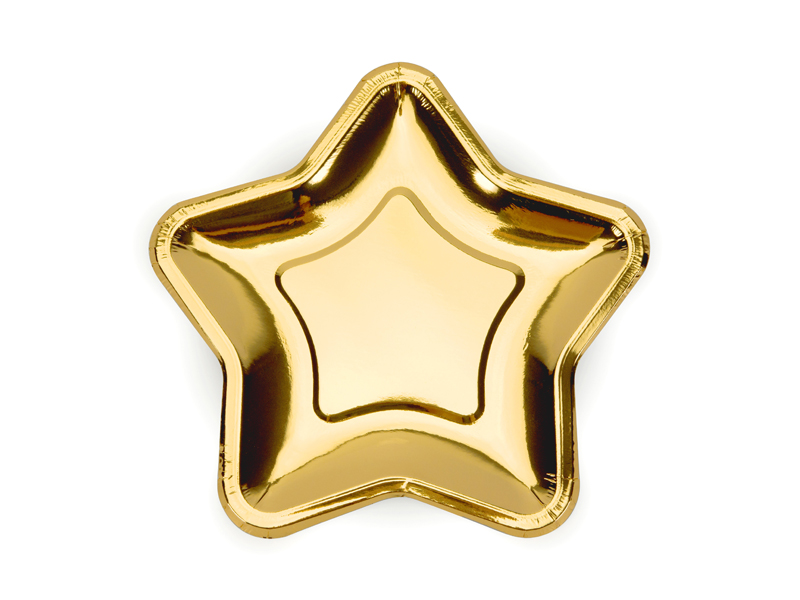 Paper Plates Star, Gold, 18cm (1 pkt / 6 pc.)