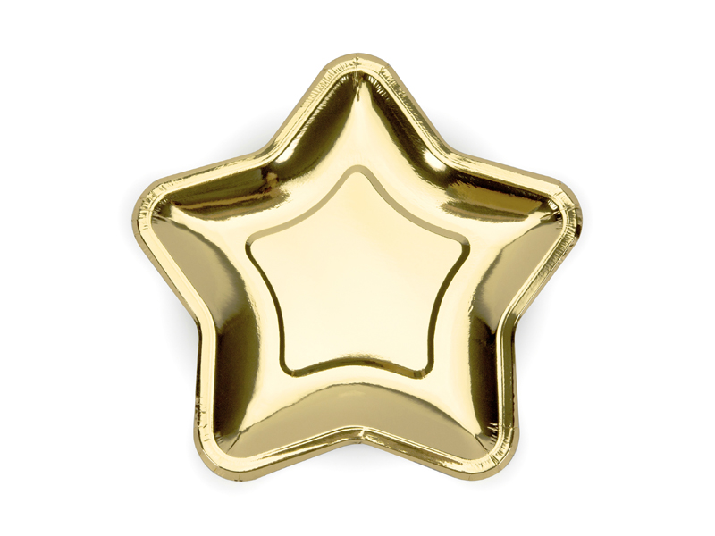 Paper Plates Star, Gold, 23cm (1 pkt / 6 pc.)