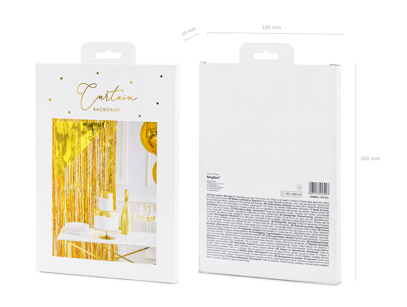 Party Backdrop Curtain Gold, 90 x 250cm