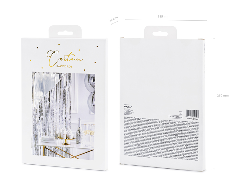 Party Backdrop Curtain Silver, 90 x 250xm