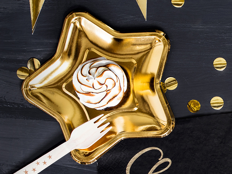 Paper Plates Star, Gold, 18cm (1 pkt / 6 pc.)