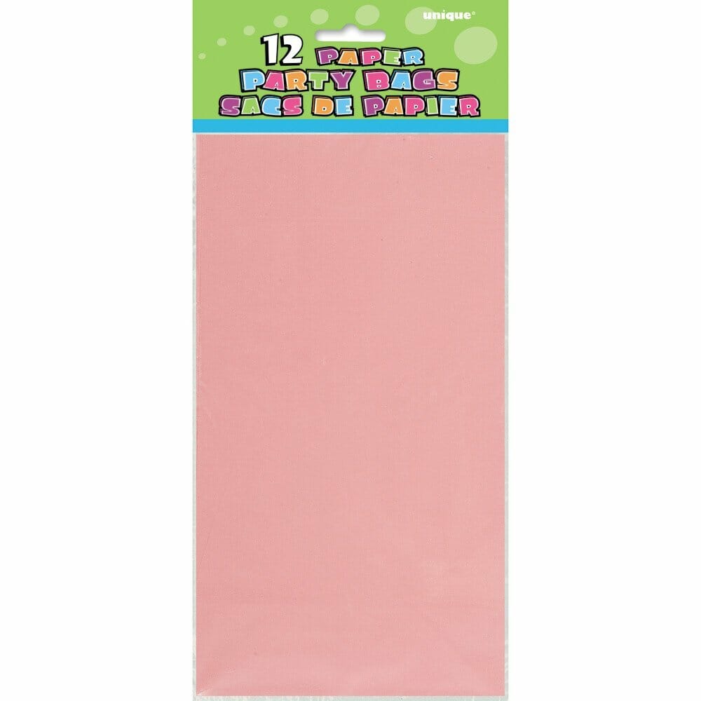 Pastel Pink Paper Party Bags – 12pk
