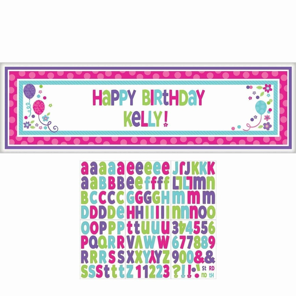 Pink & Teal Personalize Giant Sign Banner – 165cm x 50cm