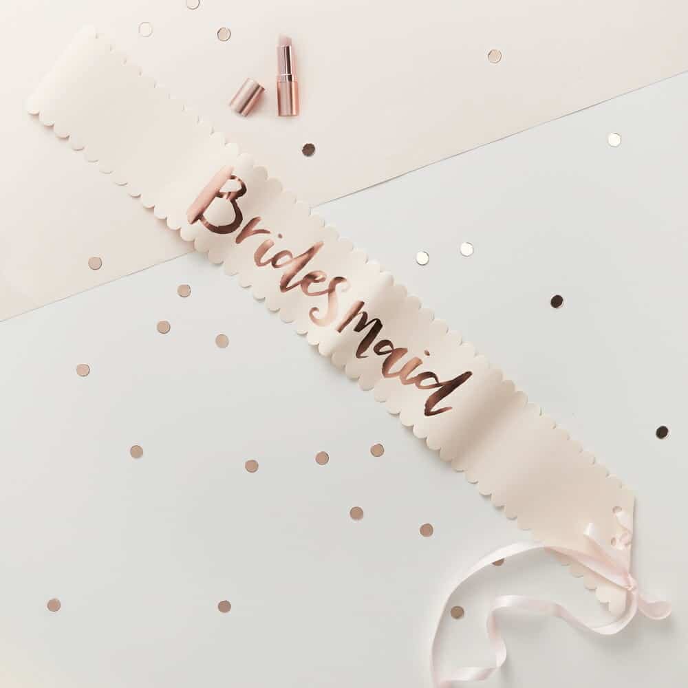 Pink And Rose Gold Hen Party Bridesmaid Sashes – 2 Pack