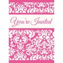 Pink Damask Invitations – 8pk