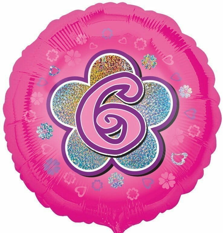 Pink Flowers No. 6 Holographic (18” Foil Balloon)