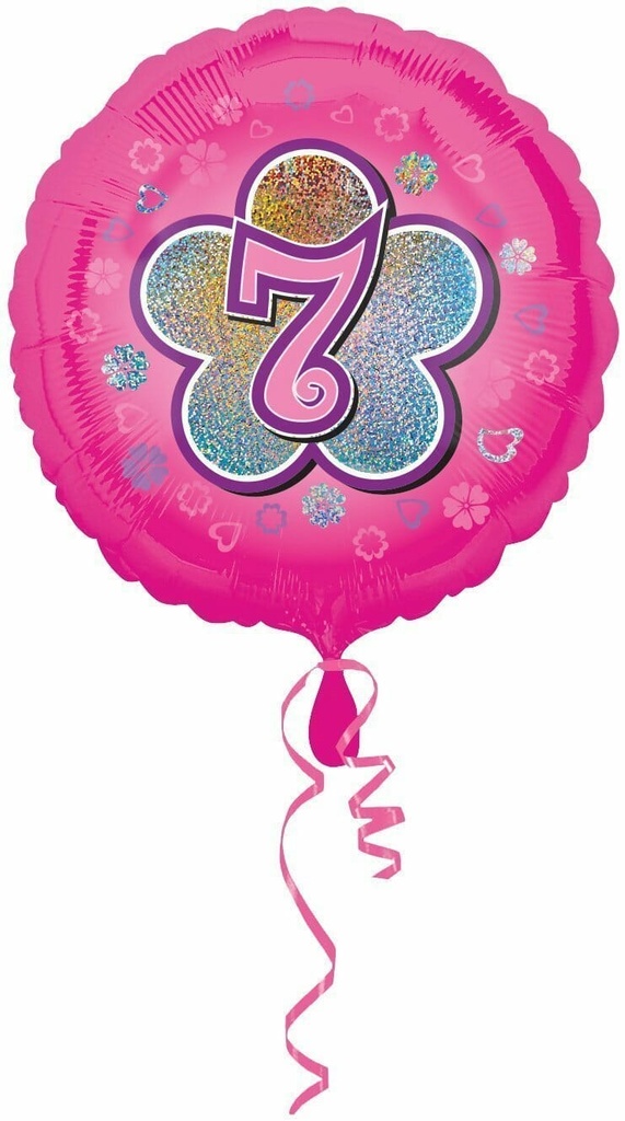 Pink Flowers No. 7 Holographic (18” Foil Balloon)