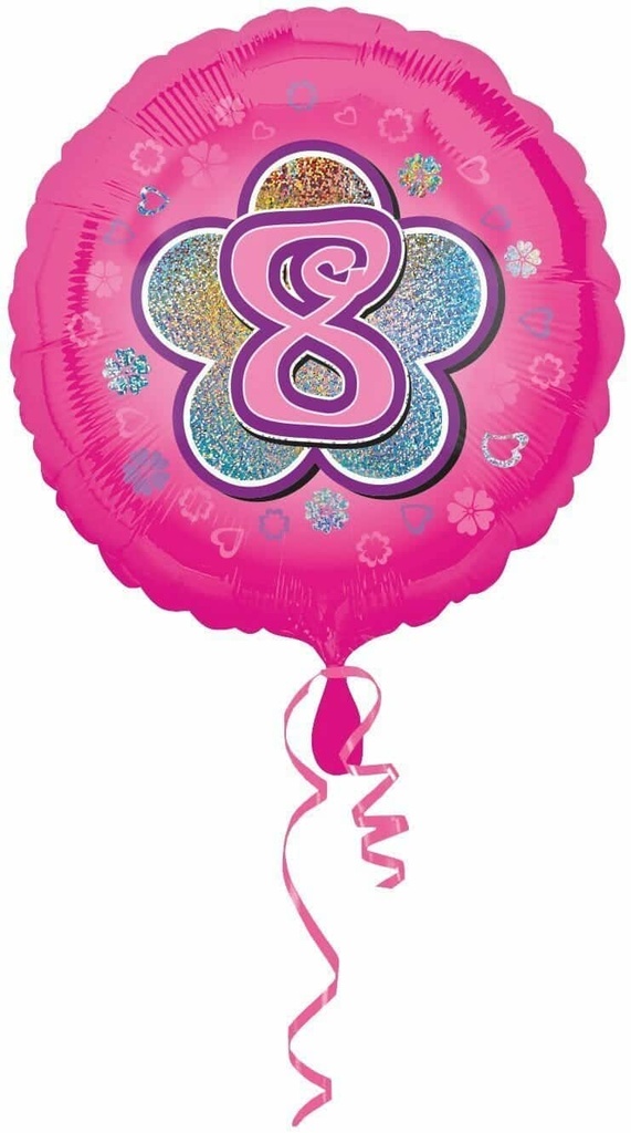 Pink Flowers No. 8 Holographic (18” Foil Balloon)