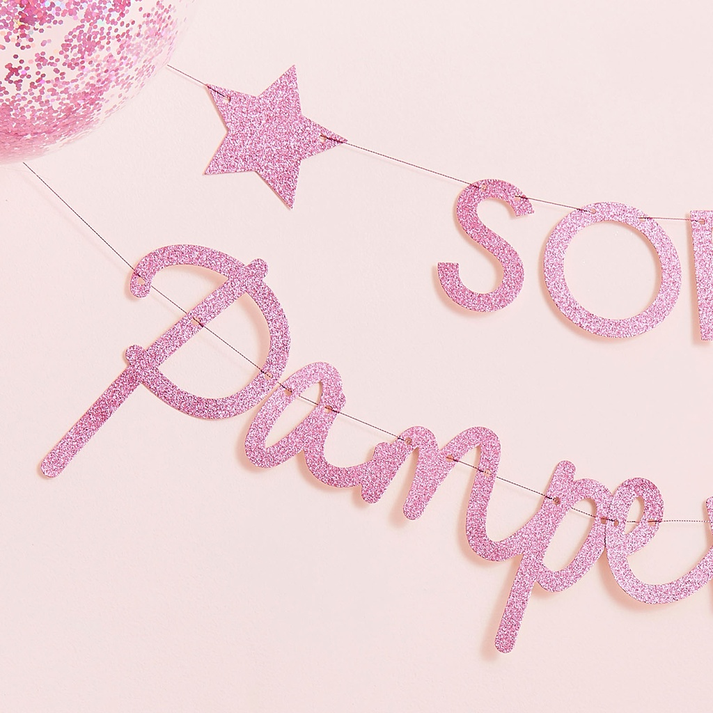 Pink Glitter Personalised Pamper Party Banner