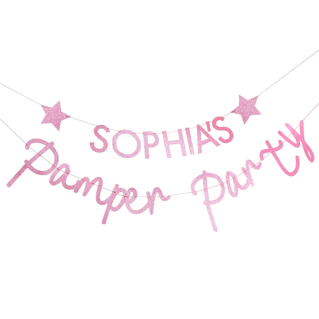 Pink Glitter Personalised Pamper Party Banner