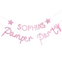 Pink Glitter Personalised Pamper Party Banner
