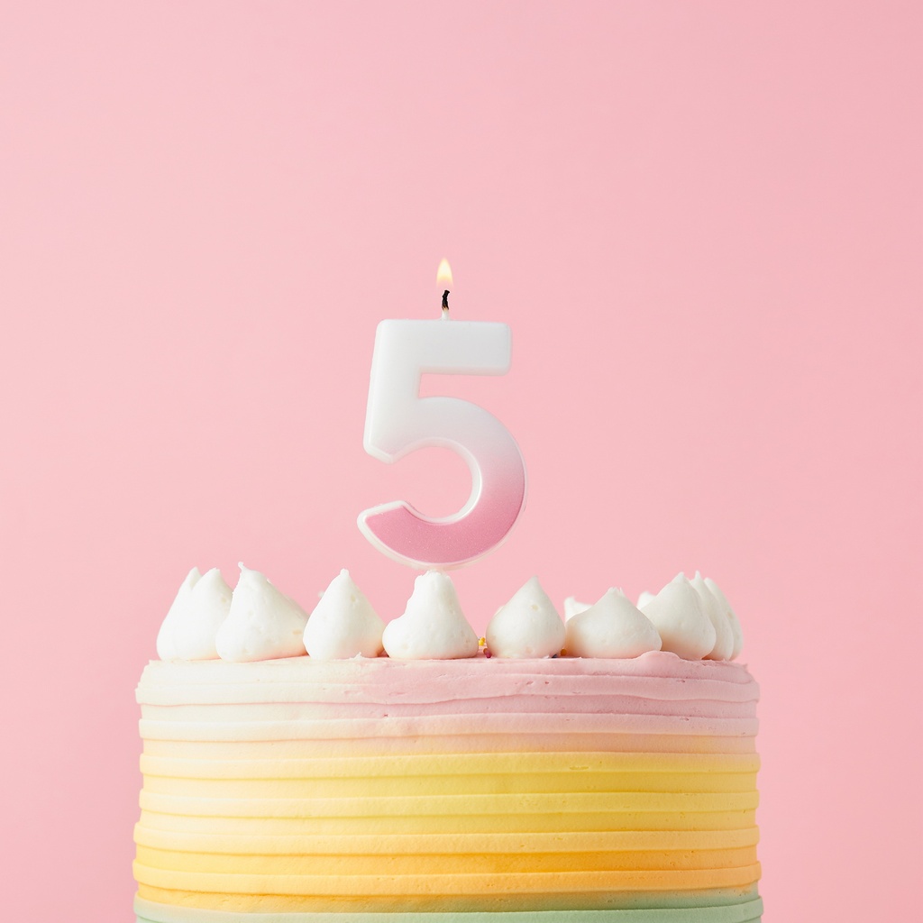 Pink Ombre Number 5 Wax Candle