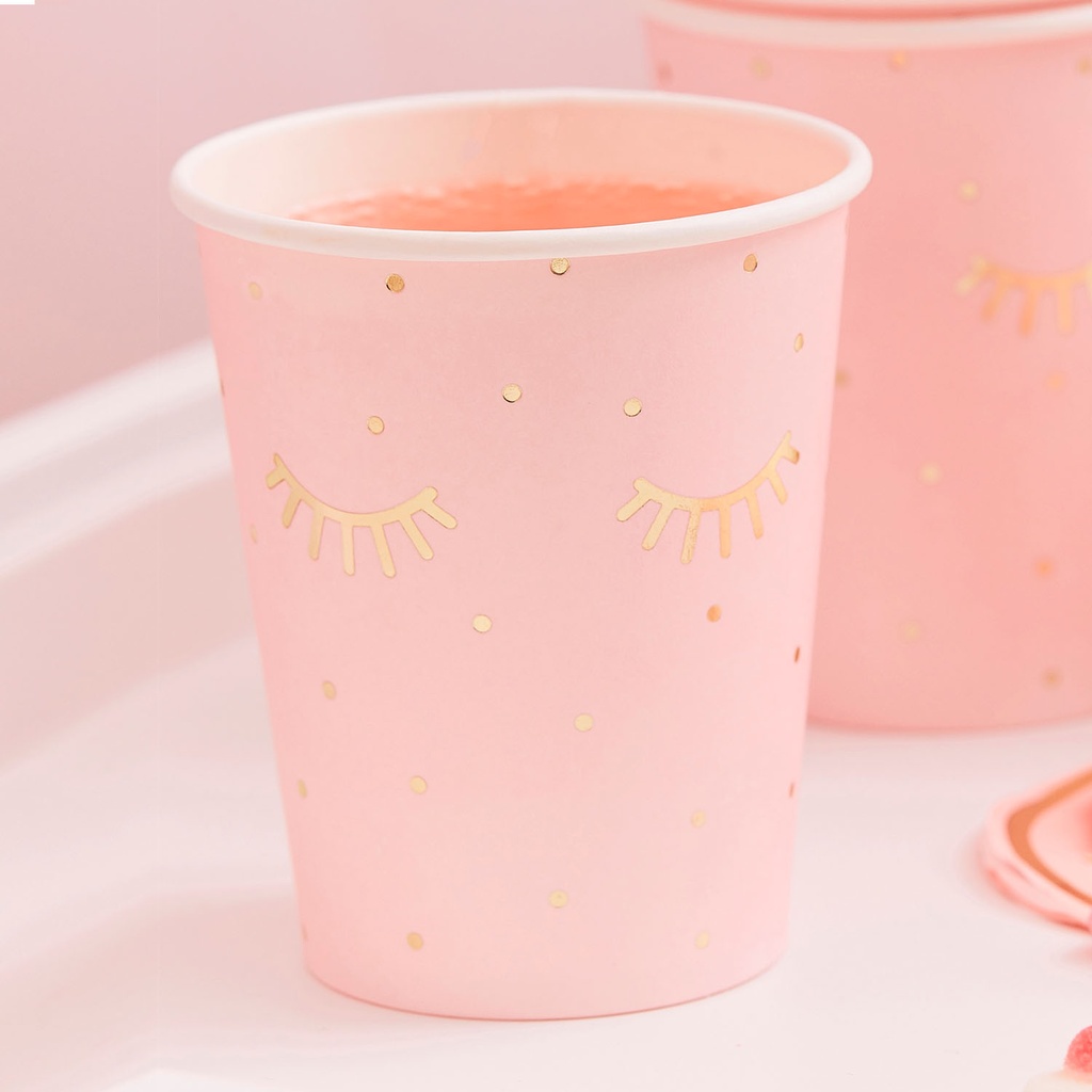 Pink Pamper Party Paper Cups – 8pk