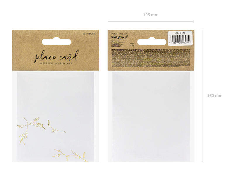 Place Cards – Branches Gold 9.5×5.5cm (1pk / 10pc)