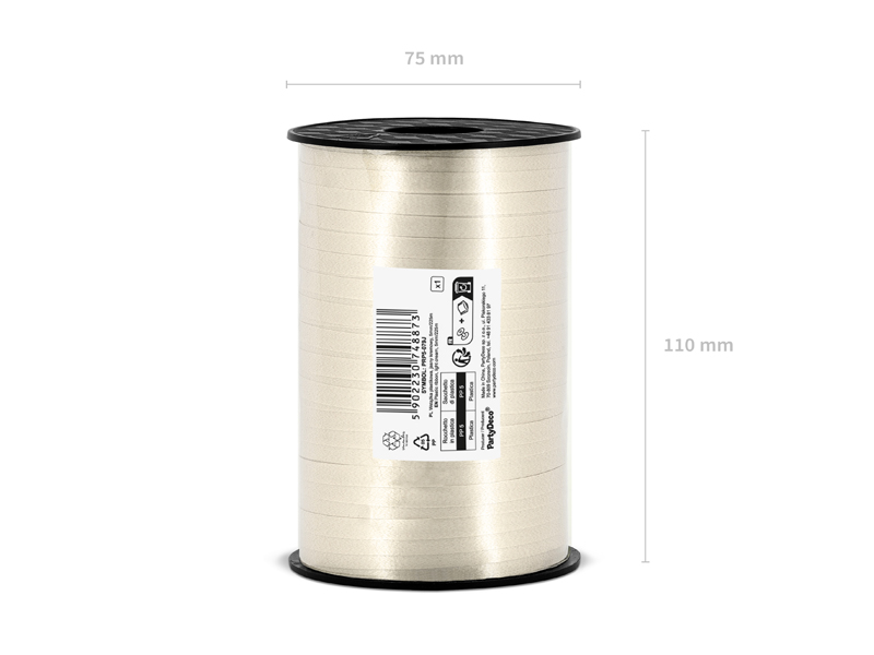 Plastic Ribbon, Light Cream, 5mm/225M