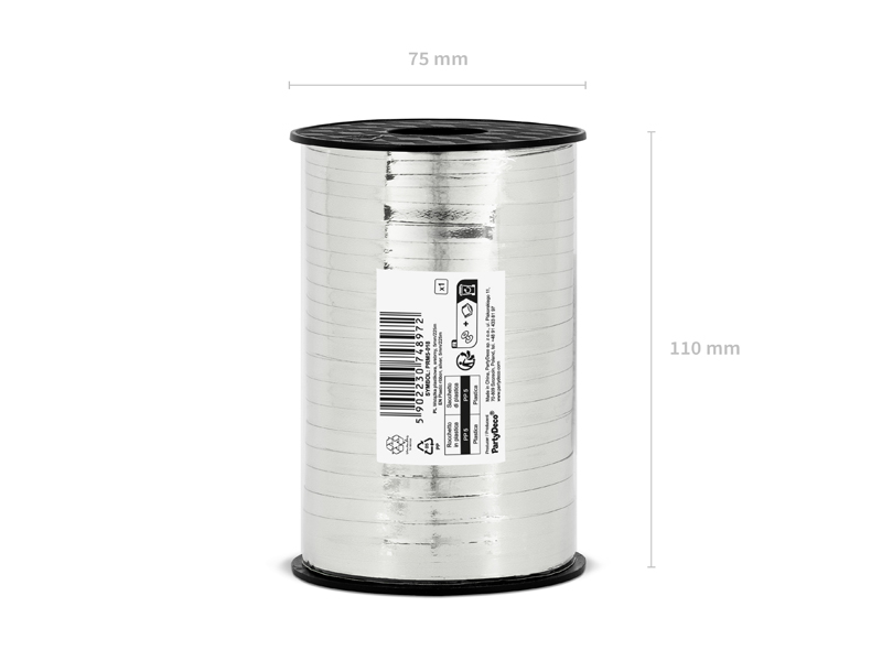 Plastic Ribbon, Silver, 5mm/225M