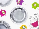 Plates, Silver, 18cm (1pkt / 6pc)