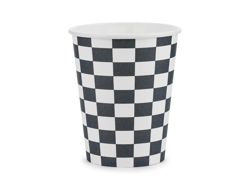 Racing Cars Cups Checkered Flag, 220ml (1pkt / 6pc)