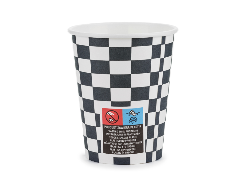 Racing Cars Cups Checkered Flag, 220ml (1pkt / 6pc)