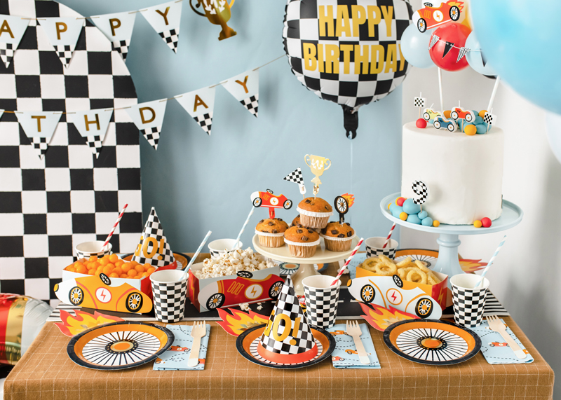 Racing Cars Cups Checkered Flag, 220ml (1pkt / 6pc)