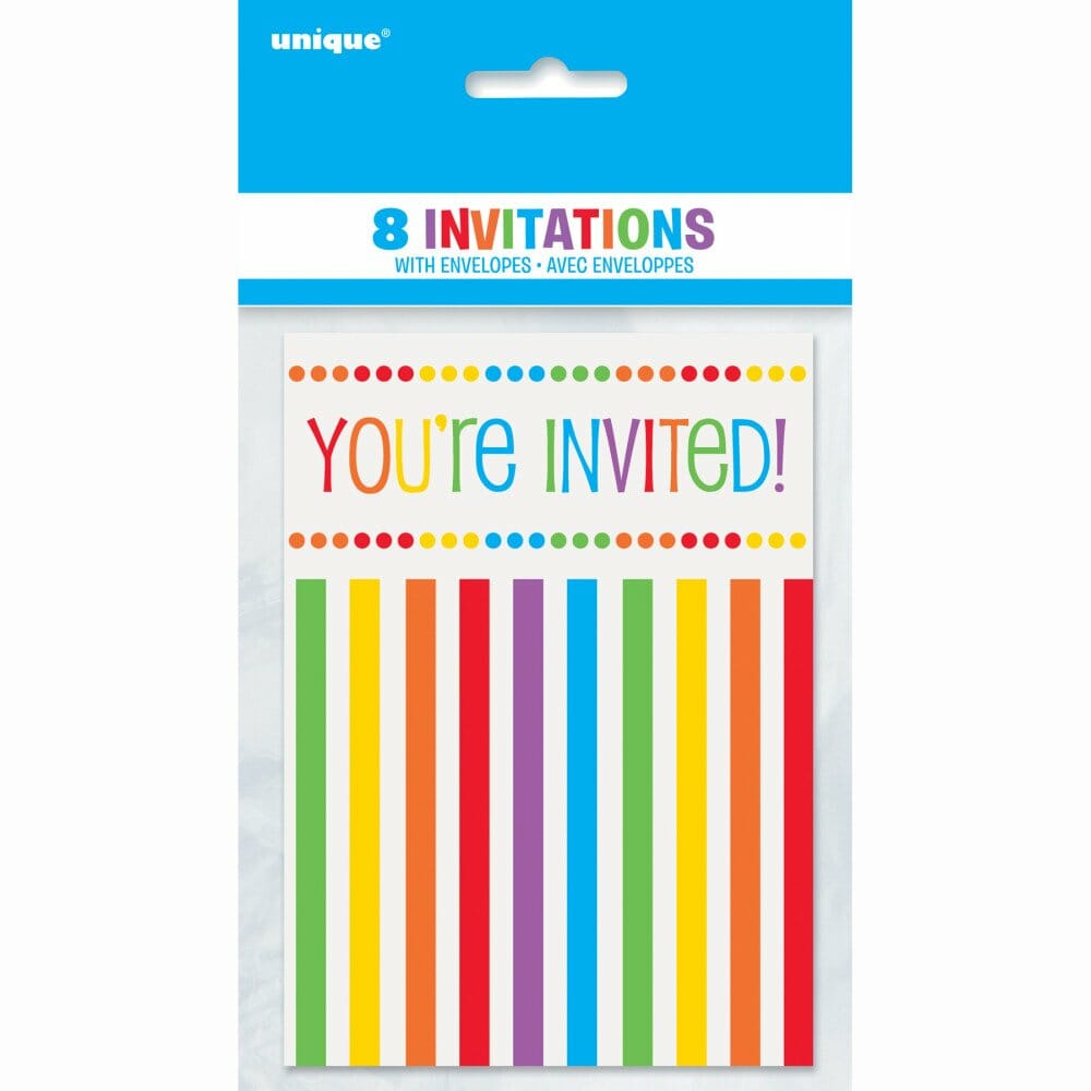 Rainbow Birthday Invitations – 8pk