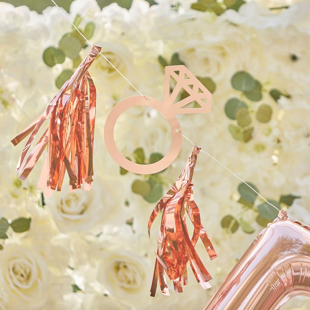 Rose Gold Engaged Foil Balloon Bunting – 7pk