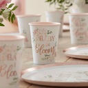 Rose Gold Floral Baby Shower Cups – 8pk